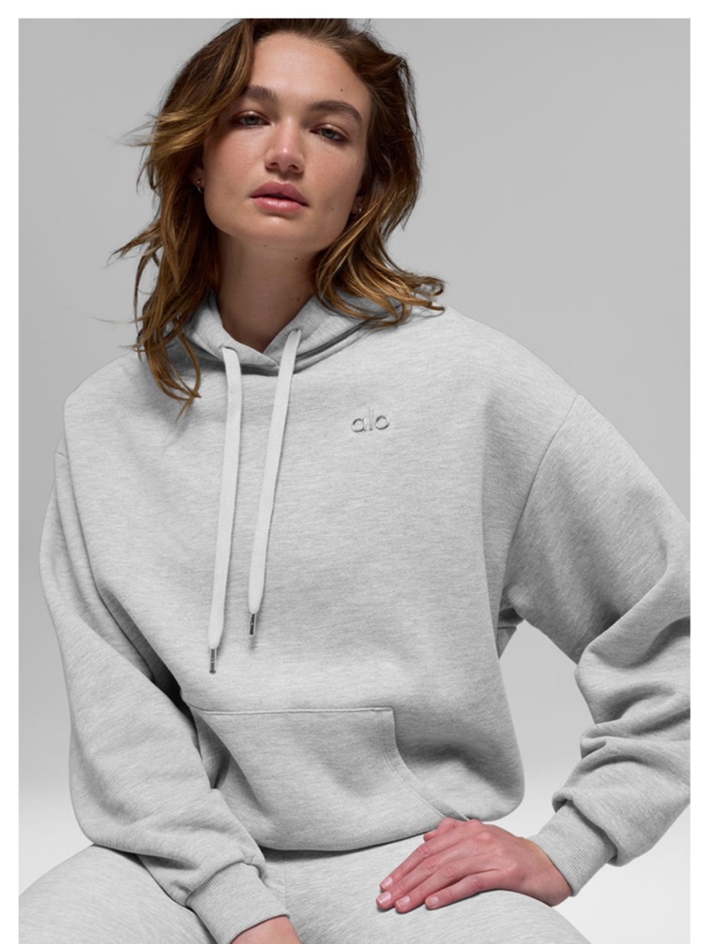 Alo Yoga Accolade Light Gray Hoodie Large